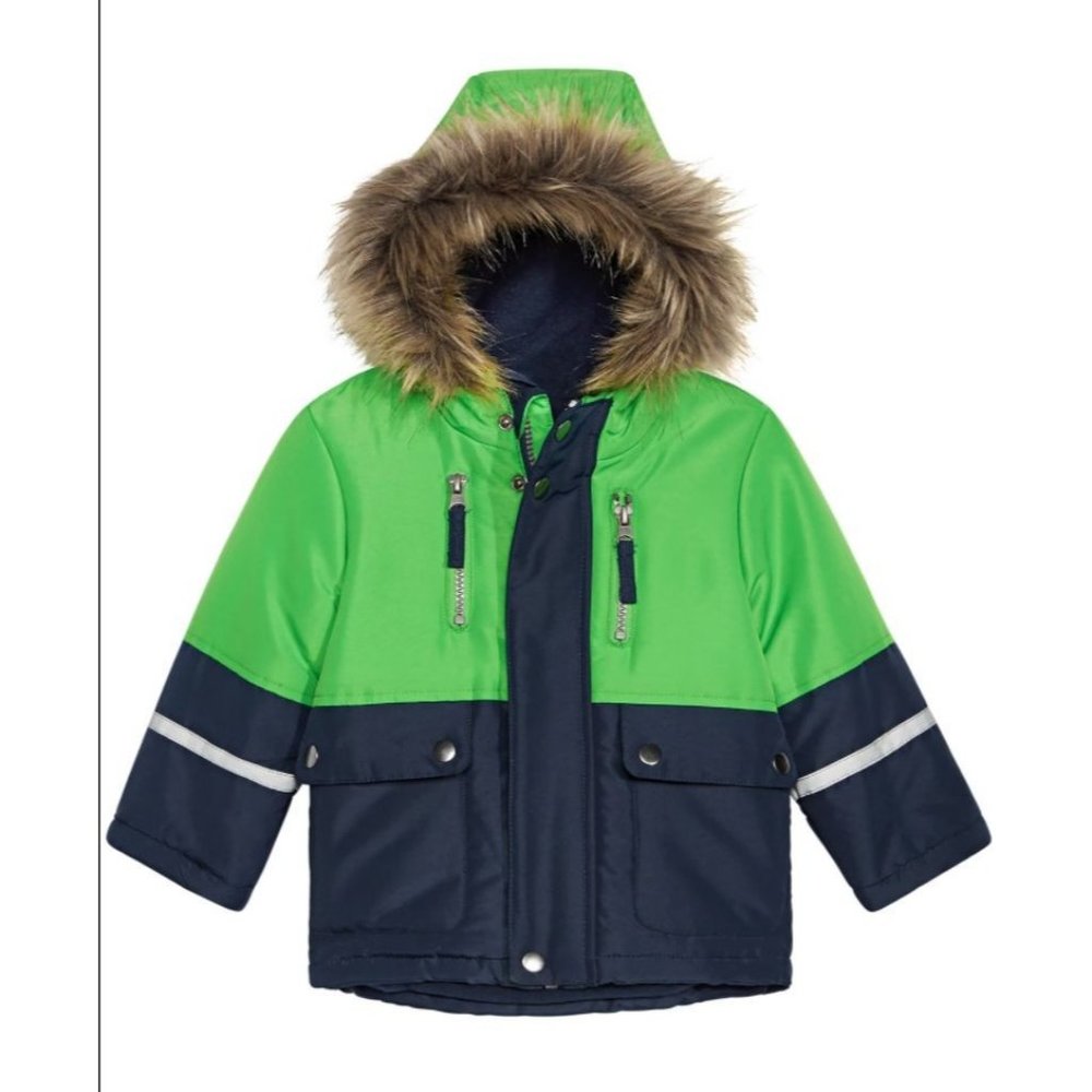 S Rothschild & CO Baby Boys Hooded Colorblocked Jacket With Faux-Fur Trim